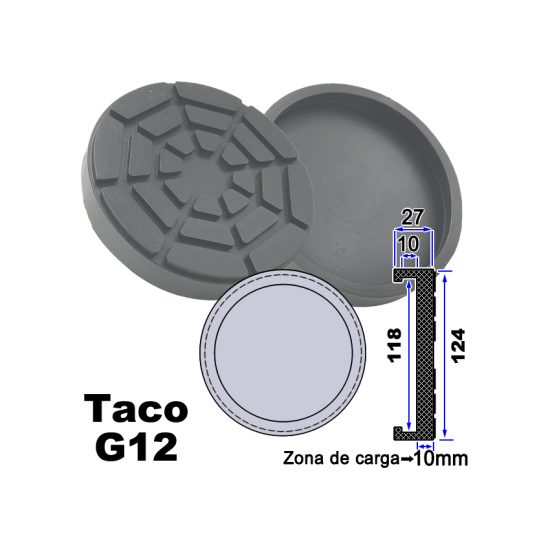 TACO DE GOMA DE ELEVADOR - 118MM INTERIOR, 124MM EXTERIOR